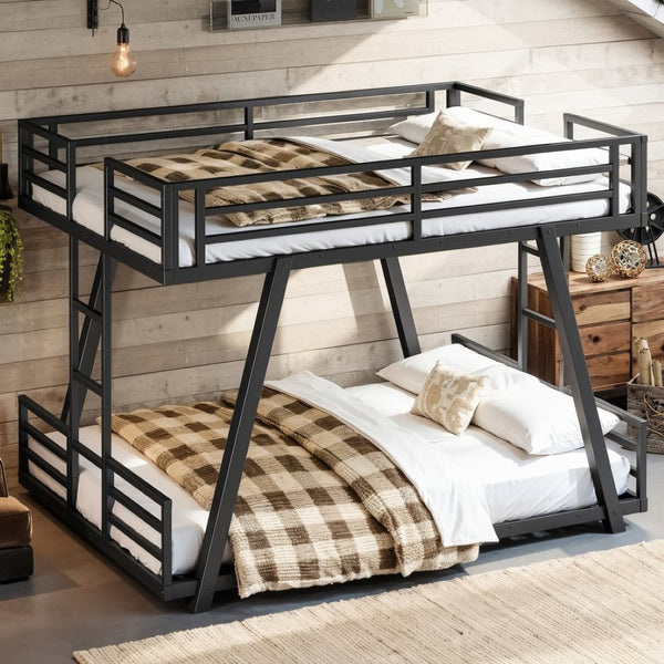English Elm Twin Over Metal Bunk Bed with Led Lights Usb Ports Drawers and Sofa Conversion W5305S00054