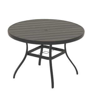 English Elm VRSHWO"Outdoor Round Patio Dining Table for 4-6, Powder-Coated Steel, Rust-Resistant with Umbrella Hole Black W213P332251