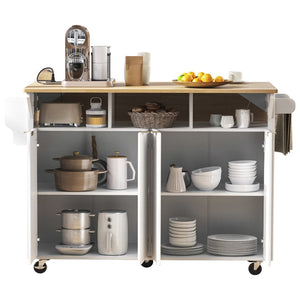 English Elm K&k Fluted Rolling Kitchen Island Faux Marble Top Power Outlet Storage Drawers White N707P353934W