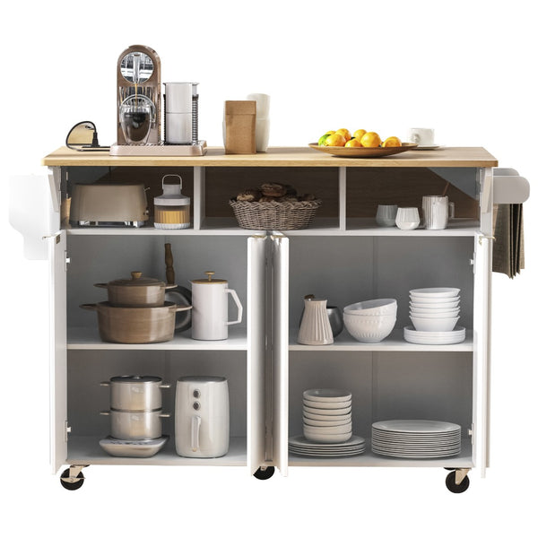 English Elm K&k Fluted Rolling Kitchen Island Faux Marble Top Power Outlet Storage Drawers White N707P353934W
