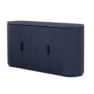 English Elm U_STYLE Vertical Striped Door Storage Cabinet with Metal Handles, Adjustable Shelves, 220lb Top Capacity Navy Blue WY000407AAV