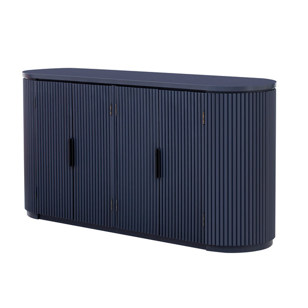 English Elm U_STYLE Vertical Striped Door Storage Cabinet with Metal Handles, Adjustable Shelves, 220lb Top Capacity Navy Blue WY000407AAV