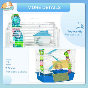 English Elm Pawhut Five Tier Small Animal Habitat with Tunnels Exercise Wheel and Ventilated Wire Frame W2225P173814