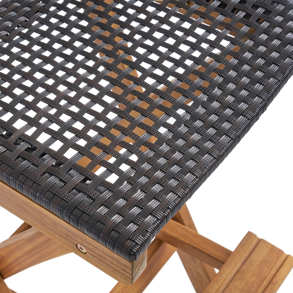 English Elm Christopher Knight Home® - 41.75" Outdoor Folding Acacia Wood Barstools with Wicker Seat, Weatherproof Foldable Patio Stools Teak 65093.00