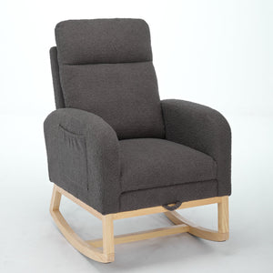 English Elm Modern Upholstered Rocking Chair With Solid Wood Legs - Cozy Nursery Glider & Stylish Lounge Armchair W2725P199493