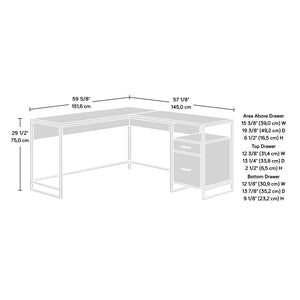 English Elm L-Shaped Modern Desk With Oak And White Finish - Space-Saving Design For Home Office And Study B356P367762