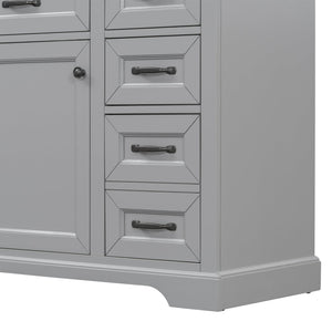 English Elm Christopher Knight Home® - 30" Bathroom Vanity with Sink Vintage Acacia Frame Ceramic Basin Soft-Close Doors & Storage Light Gray N759P313315E