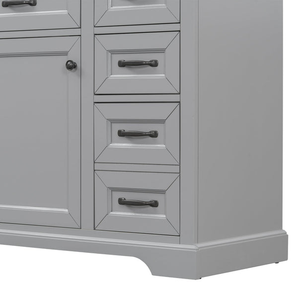 English Elm Christopher Knight Home® - 30" Bathroom Vanity with Sink Vintage Acacia Frame Ceramic Basin Soft-Close Doors & Storage Light Gray N759P313315E