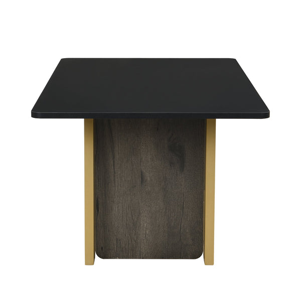 English Elm VIBE Light Luxury TV Cabinet and Coffee Table Set with Gold Accents, MDF & Metal, Spacious Storage Black SJ000149AAB