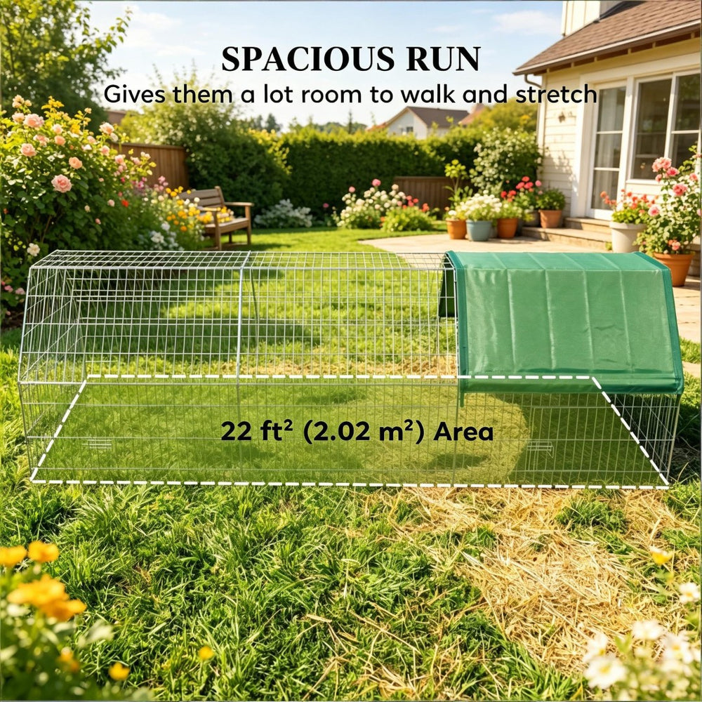 English Elm Outdoor Animal Run Enclosure with Steel Frame Canopy for Chickens Rabbits and Pets T3971P502083