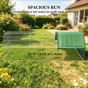 English Elm Outdoor Animal Run Enclosure with Steel Frame Canopy for Chickens Rabbits and Pets T3971P502083