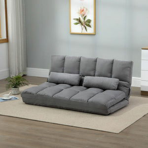 English Elm Homcom Convertible Floor Sofa Chair – Adjustable Lounger, Space-Saving Bed With 2 Pillows & Comfort W2225P217474