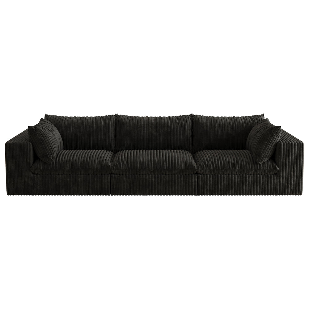 English Elm 118.2" Cloud Sofa - Luxurious Corduroy, Modular Design, Deep-Seat Comfort & Versatile Black Style! W2824S00072