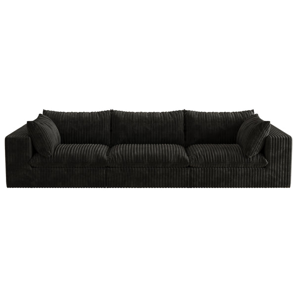 English Elm 118.2" Cloud Sofa - Luxurious Corduroy, Modular Design, Deep-Seat Comfort & Versatile Black Style! W2824S00072