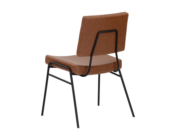 Sunpan Brinley Dining Chair - Modern Faux Leather Comfort with Stylish Powder Coated Stainless Steel Legs Black / Hazelnut