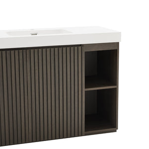 English Elm Grace Floating Walnut Vanity with Solid Surface Sink and Soft Close Storage Drawers Oak,Smoke W1865S00223