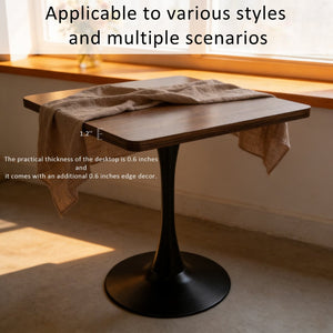 English Elm Square Tulip Pedestal Bistro Table Walnut Finish Mid Century Style for Compact Spaces W2641P460034