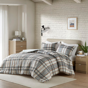 Intelligent Design Blake Casual Plaid Duvet Cover Set ID12-2335 Tan/Gray