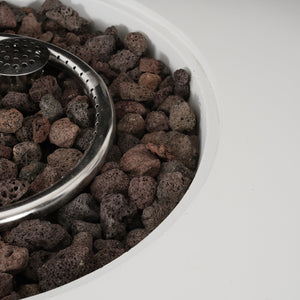 English Elm Christopher Knight Home® - Patio MGO Propane Fire Pit Table with Lid 40,000 BTU Travertine-Style Magnesium Oxide Top, No Assembly White N772P293119W