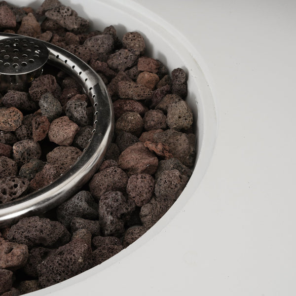 English Elm Christopher Knight Home® - Patio MGO Propane Fire Pit Table with Lid 40,000 BTU Travertine-Style Magnesium Oxide Top, No Assembly White N772P293119W