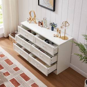 English Elm Modern Antique-Style 3-Drawer Chest with Gold Frame Knobs, Waterproof MDF, Anti-Tip Safety Design White W1668P162671