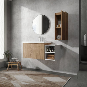 English Elm 42" Wall-Mounted Bathroom Vanity Set With Integrated Sink & Soft-Close Doors For Modern Spaces W999S00234