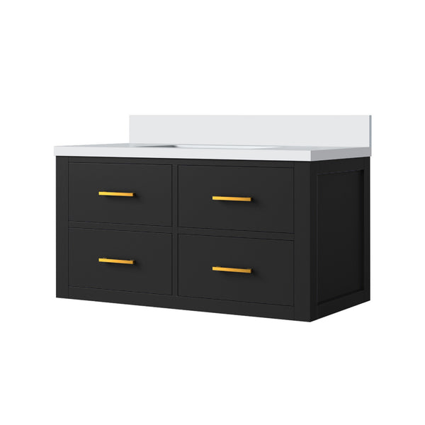 English Elm Black 36-Inch Single Bath Vanity With Cultured Marble Top - Elegant Black Finish, Fully Assembled! B2731P257953