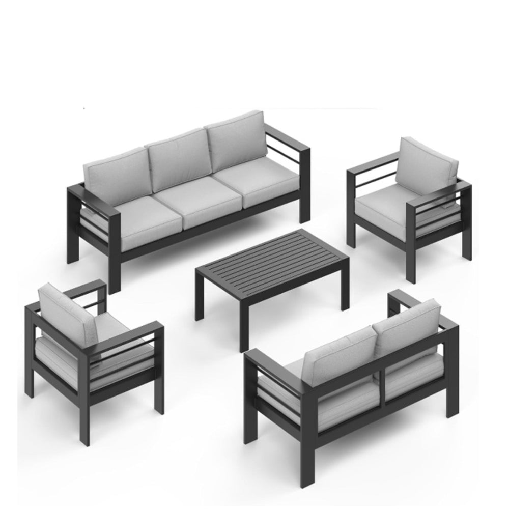 English Elm All-weather 5-piece Outdoor Conversation Set with Iron Frame and Olefin Cushions Light Gray B082S00109