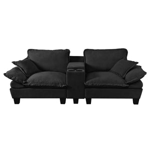 English Elm Modular Cloud Sofa Chenille L-shape with Storage Cup Holders and Usb for Living Room W3163S00107