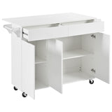 English Elm K&K 53.2'' Kitchen Island With Drop Leaf, Kitchen Storage Cart With Spice Rack, Towel Rack and 2 Drawers, Rolling Kitchen Island On Wheels With Adjustable Shelves For Kitchen, Dining Room, White