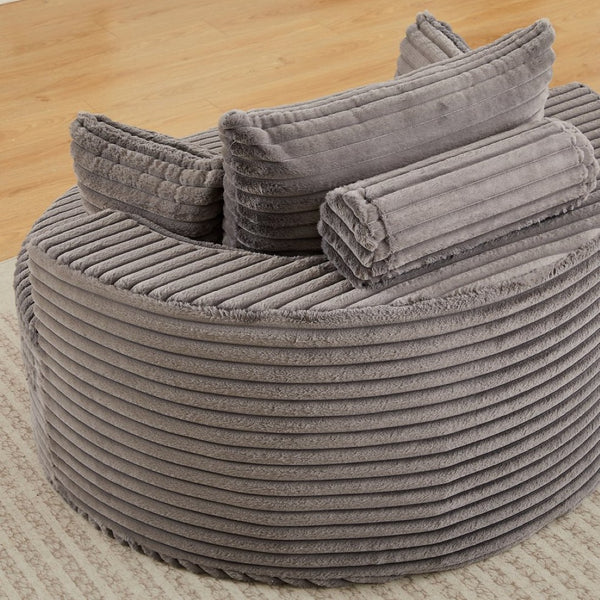 English Elm 50"l Corduroy Oversized Sleeper Chair with Neck Pillow Support for Lounge or Bedroom Grey W834P405864