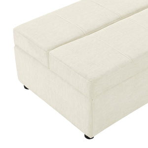 English Elm Twin Folding Ottoman Sleeper Bed with Chenille Upholstery, Foam & Pocket Spring Mattress, Compact Convertible Guest Sofa loveseat White N719P243722K