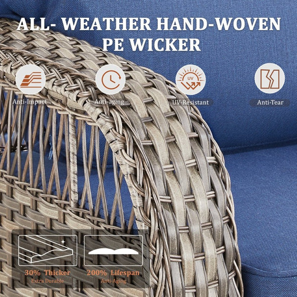 English Elm 75.2" Outdoor Pe Rattan Patio Sofa with T-back Cushions and Thick Foam Support T3773P418417