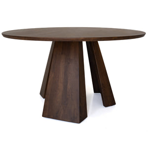 English Elm Ashcroft Furniture - Bolton Mid-Century Round Walnut Dining Table – Solid Pine, Paneled Pedestal, Seats 4, Space-Saving Elegance B183S00104