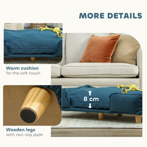 English Elm Raised Pet Sofa with Pine Legs Removable Cushion and Upholstered Frame for Dogs T3971P407102