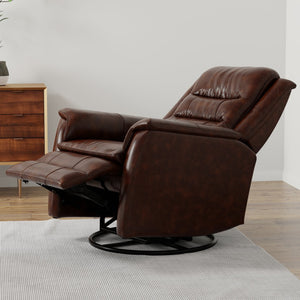 English Elm Global Home Swivel Glider Recliner In Brazil Cognac Leather - Luxurious Comfort & Style For Your Space B339P333956