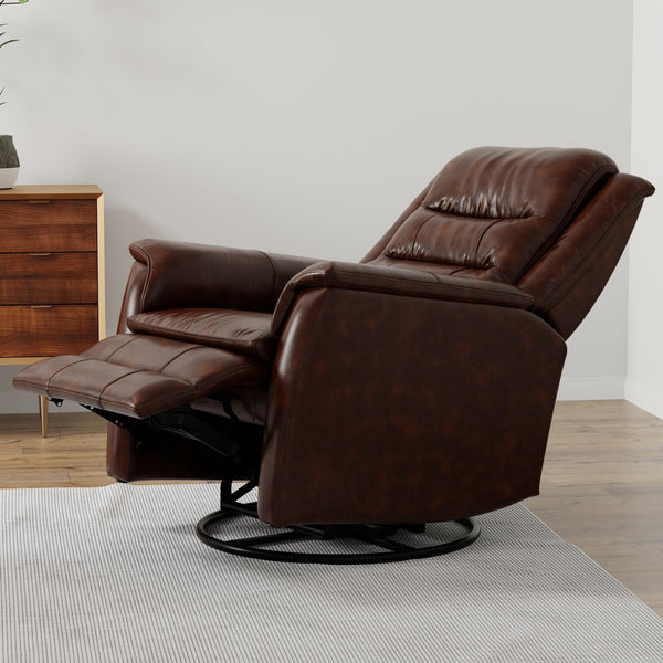 English Elm Global Home Swivel Glider Recliner In Brazil Cognac Leather - Luxurious Comfort & Style For Your Space B339P333956
