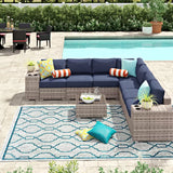 Rattan Wicker 6-Person Seating Group w/ Sunbrella Cushions - Fully Assembled, Ideal for Outdoor Entertaining