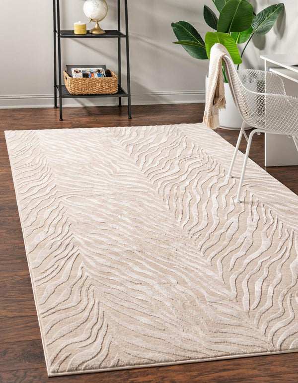 Unique Loom Finsbury Meghan Machine Made Animal Print Rug Ivory Beige,  9' 0" x 12' 0"