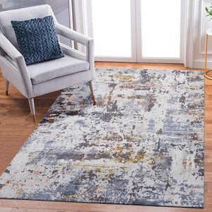 English Elm Loom & Luxe 8X10 Abstract Ivory/Navy Area Rug - Stylish, Stain-Resistant, Kid & Pet Friendly Design B335P289511