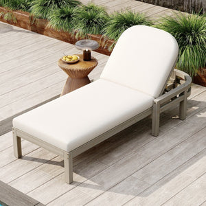 English Elm Trexm Solid Acacia Outdoor Chaise Lounge Arched Recliner for Poolside Patio Deck Gray N715P403786E