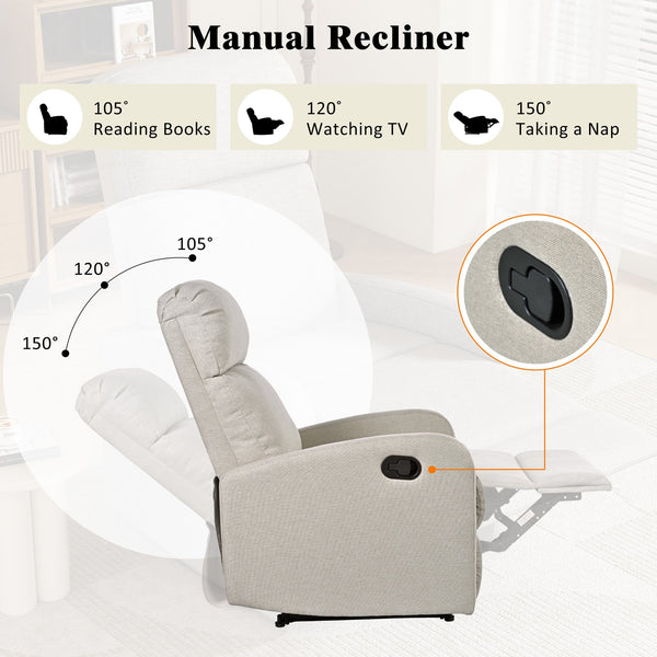 English Elm Christopher Knight Home® - Modern Recliner Plush Manual Recliner Chair with Ergonomic Support, 3-Position Backrest, Durable Fabric Comfort Wheat N763P256491A