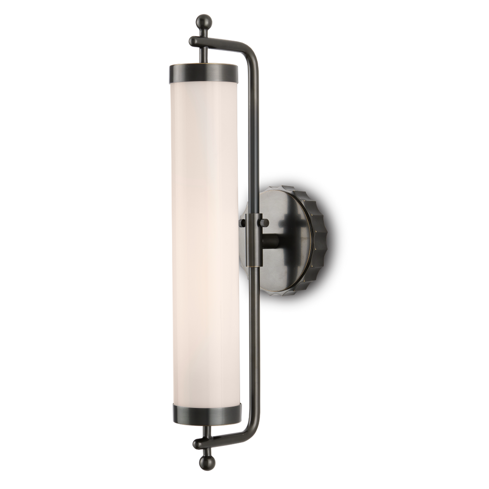 Latimer Bronze Wall Sconce - Elegant Oil-Rubbed Fixture with Milk-Glass Shade for Damp Locations
