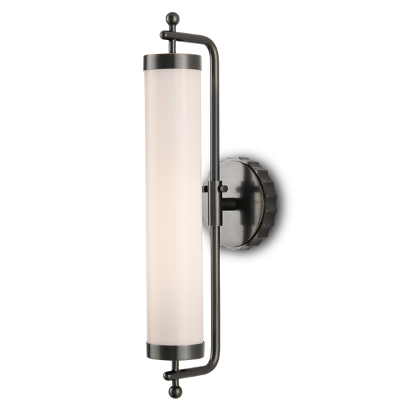 Latimer Bronze Wall Sconce - Elegant Oil-Rubbed Fixture with Milk-Glass Shade for Damp Locations