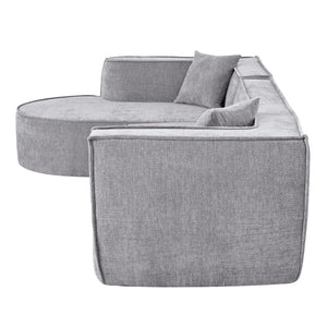 English Elm U_Style Modern Sectional Sofa with Curved Design, Luxurious Chenille Upholstery, Foam+Pocket Spring Comfort Gray WY000417AAE