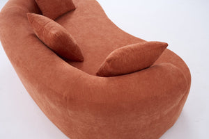 English Elm Crescent-shaped Curved Chenille Loveseat Low Profile Deep Seat Modern Living Room Sofa Orange W5188P450351