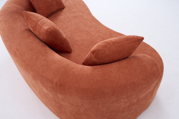 English Elm Crescent-shaped Curved Chenille Loveseat Low Profile Deep Seat Modern Living Room Sofa Orange W5188P450351