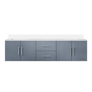 English Elm Dark Grey Double Bath Vanity 72" W x 22" D with White Quartz Top, Solid Wood, Soft-Close Drawers, Ample Storage B2731P258693