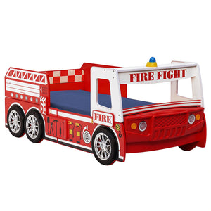 English Elm Little Heroes Fire Truck Bed - Cozy Low-Profile Floor Bed With Led Light For Imaginative Playtime Fun W2237S00022
