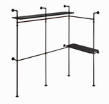 English Elm Industrial Pipe Clothing Rack, Reversible 118.3'' Clothes Rack For Hanging Clothes, Heavy Duty Garment Rack Closet Wardrobe Rack With Led Lights & Shelves, Walk-In Closet System, Black (Three)